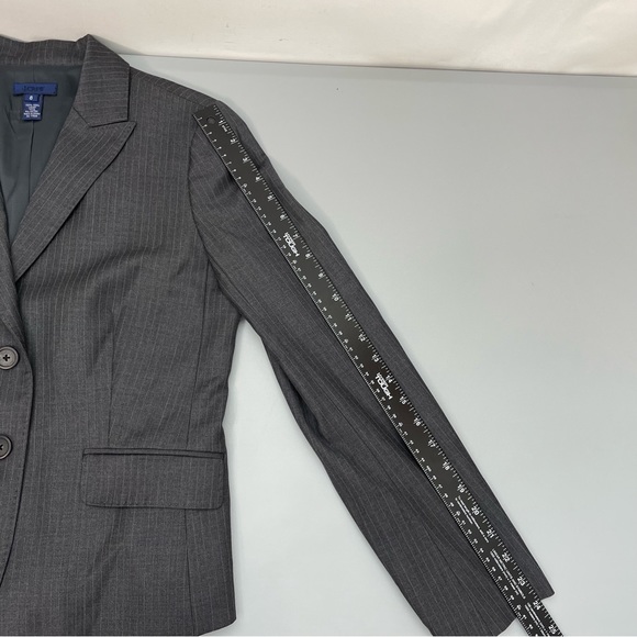 J Crew Blazer Jacket Coat 2 Button Gray Wool Super 120’s Pin Striped Womens 8 - Picture 10 of 10